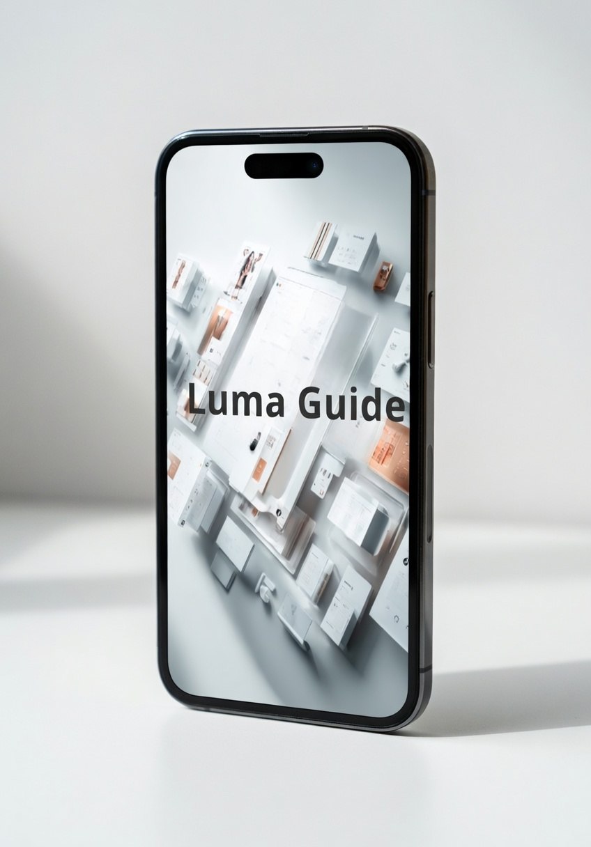 Smartphone displaying the Luma Guide app on a white background