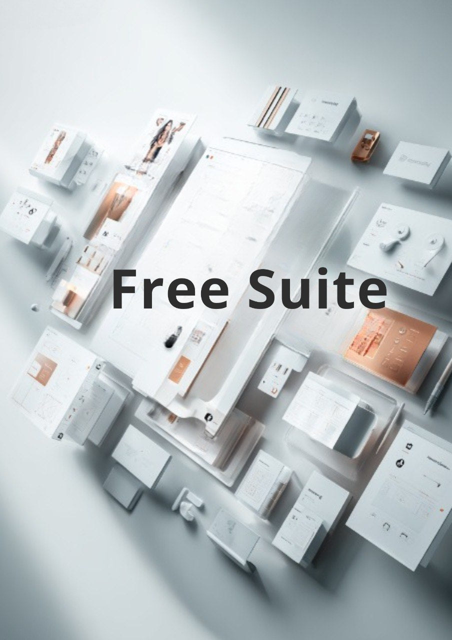 Product packaging with 'Free Suite' text on a light gray background