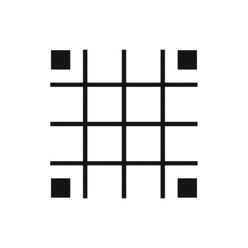 Tic-tac-toe board with three Xs in a row on a white background